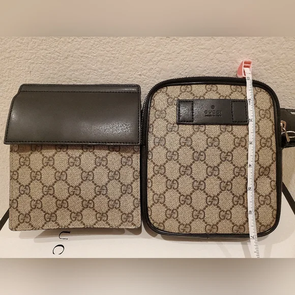 LIKE NEW- Gucci Double Web Belt Bag - Picture 12 of 16